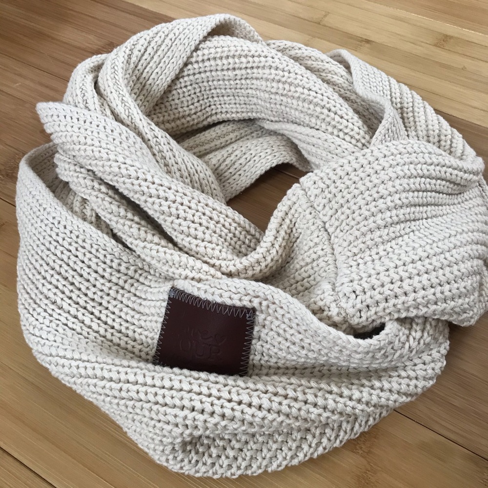 Love Your Melon Cream/Khaki Knit Infinity Scarf